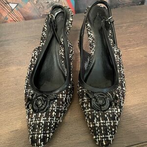Life Stride Black, Brown and White Tweed Flats